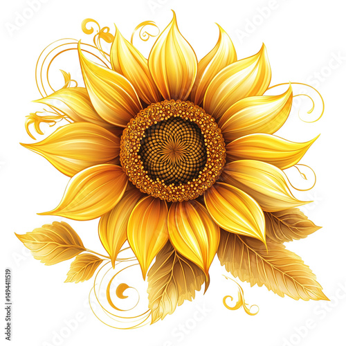 Glowing Sunflower Art PNG