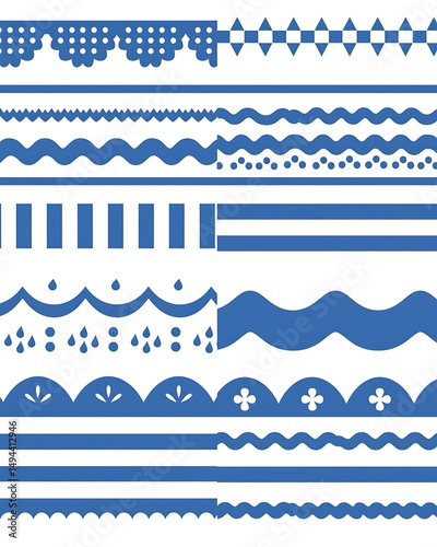 Collection of blue decorative borders.