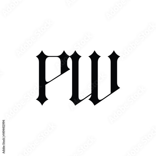 PW monogram logo design letter text name symbol monochrome logotype alphabet character simple logo