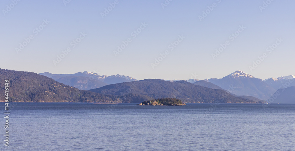 Scenic View of Howe Sound and West Vancouver Mountains in Morning Light Scenic View of Howe Sound and West Vancouver Mountains in Morning Light
