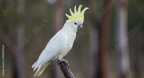 Majestic Sulphur-crested Cockatoo in its natural habitat