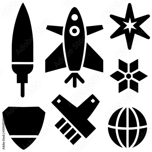 Space exploration and technology icon set