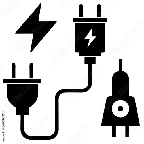 Electrical power plugs and charging icon