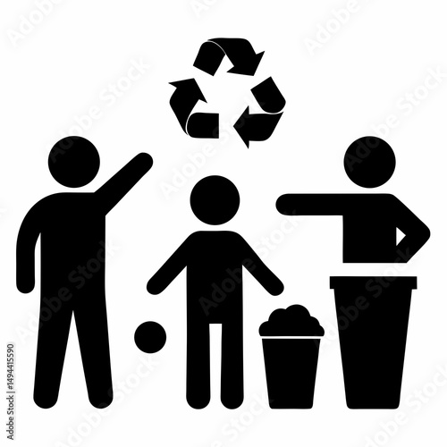 Recycling teamwork people sorting waste