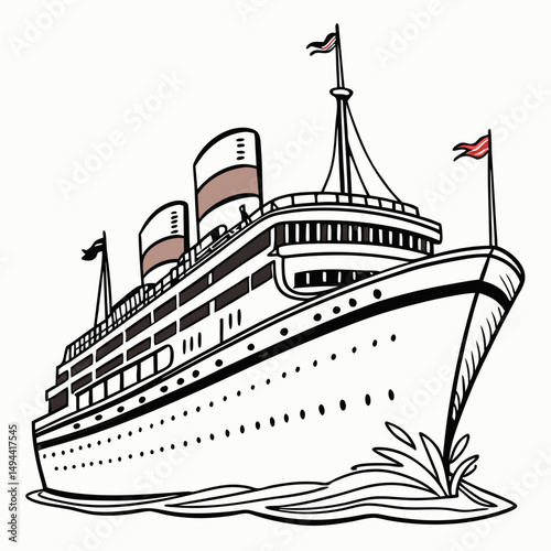 Classic ocean liner ship vintage travel cruise vessel