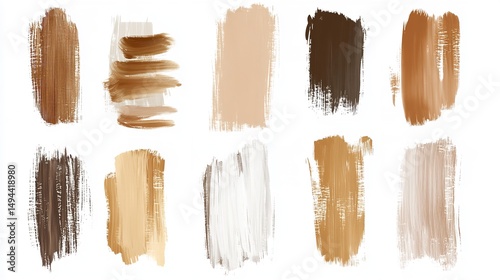 Abstract Brown Beige Paint Strokes Texture Background Design Elements Set Art Tan Gold Brush Cream Ochre Style Image    