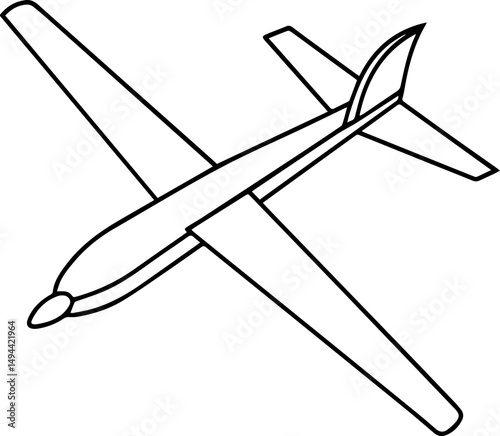 glider outline line art illustration, coloring book page
