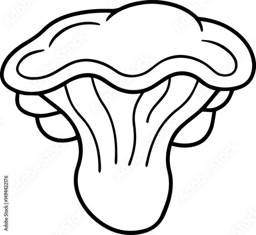 king oyster mushroom outline line art illustration, coloring book page