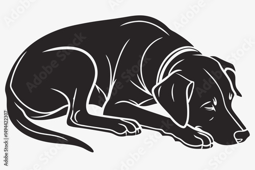 lazy dog  silhouette vector illustration