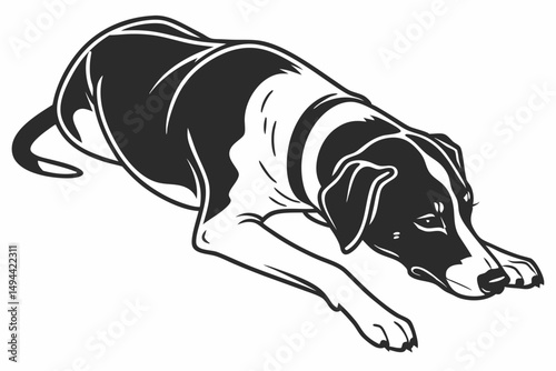 lazy dog  silhouette vector illustration