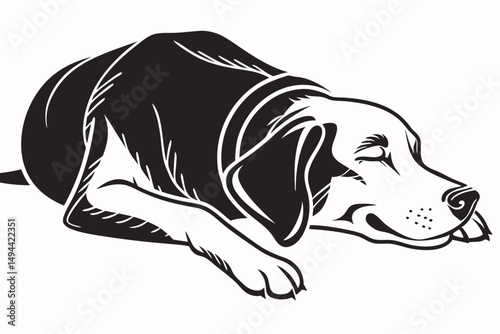lazy dog  silhouette vector illustration