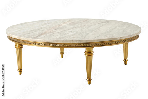 PNG Elegant round marble coffee table with gold ornate legs
