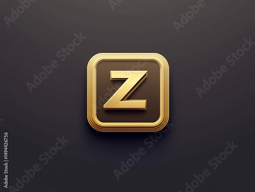 Golden Z Letter Icon Design Metallic Typography Elegant Emblem Font Logo Lettering Business Modern