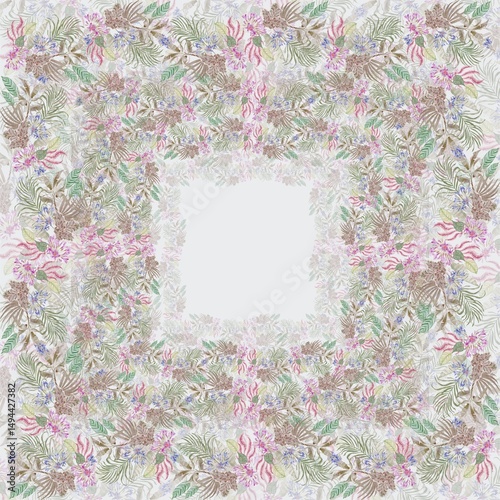 Fototapeta Naklejka Na Ścianę i Meble -  Flowers abstract watercolor pattern design floral