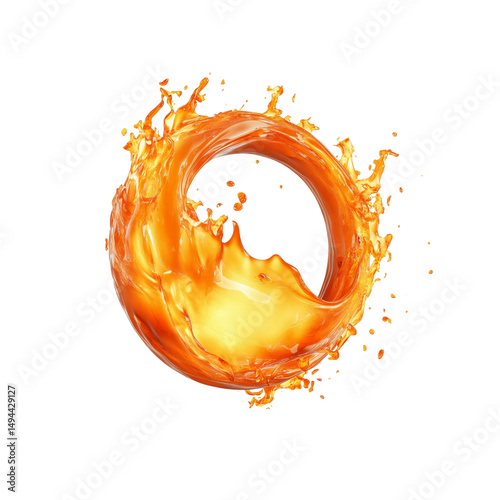 Abstract Orange Liquid Splash Forming a Ring