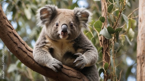 A koala climbing a tree