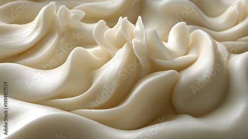 Creamy swirls of white frosting close-up.