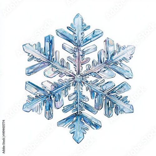 Detailed Frosty Snowflake Design with Intricate Patterns and Colors