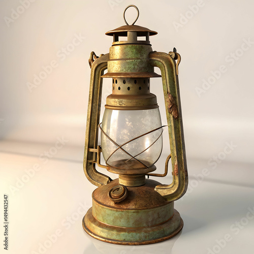 vintage oil lantern with rustic charm and patina