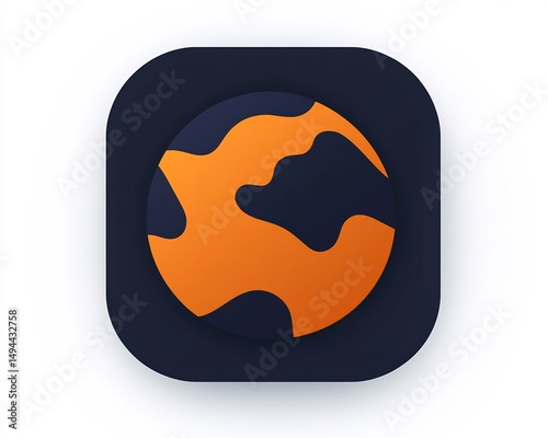 Abstract World Globe Icon Modern Orange and Dark Blue Design Navigation App Logo Rounded Square