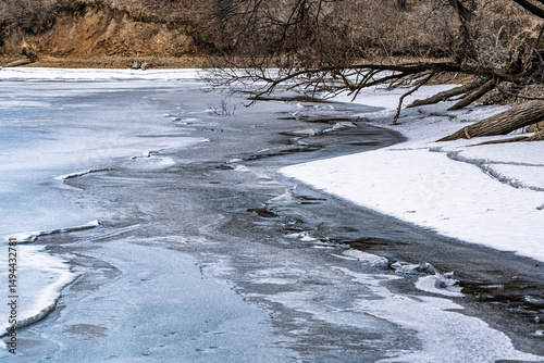 Melting lake in China Changchun Jingyuetan National Forest Park