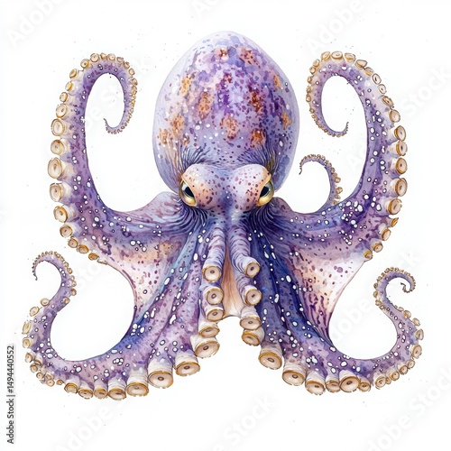 Colorful and Detailed Illustration of an Octopus with Tentacles