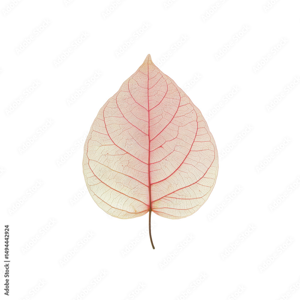 Obraz premium Delicate Pink Leaf Skeleton on Black Background - Botanical Illustration