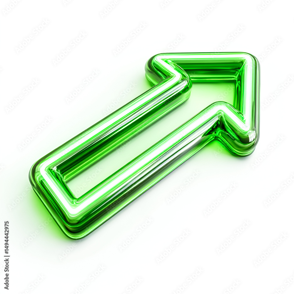 Obraz premium Green Glass Arrow Upward Direction Pointer Symbol
