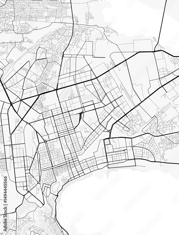 Fototapeta premium Baku, Azerbaijan. Perfect for posters, printing, wallpaper, and home decor. Contains information on places of interest, roads, toll roads, rivers, mountains, parks, etc