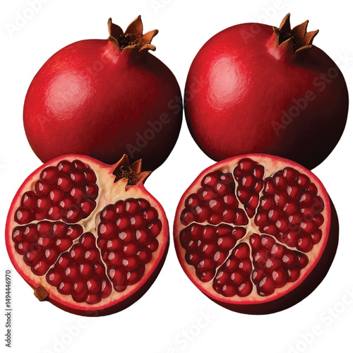 pomegranate isolated on white