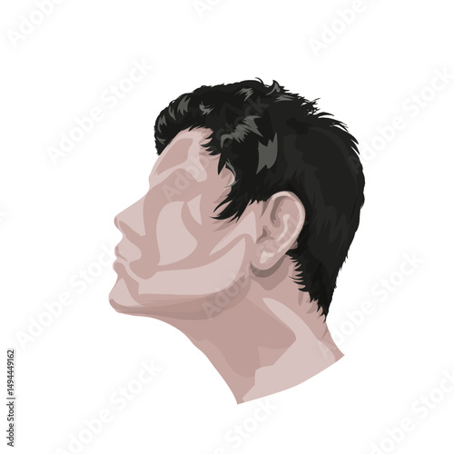 illustration of a man's head without a face with