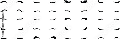 Eyelashes icon set, Minimalist abstract hand drawn eye doodle sketch trend silhouette cut out figurine. on transparent background Idea for business visit card, typography vector Perfect salon look