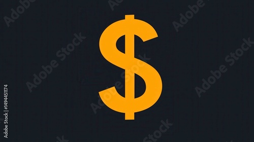 Gold Dollar Sign on Black Background  Finance  Currency  Money Symbol