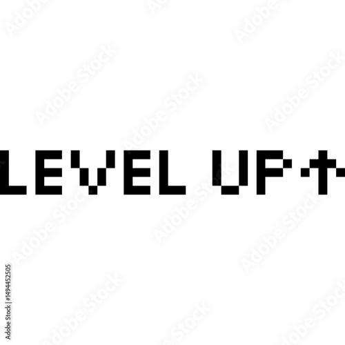 Pixel art game text set: winner, level up, game over. 8-bit retro style icons. Video game message