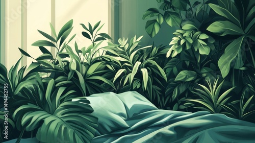 Lush Greenery   Serene Bedroom  Tranquil Indoor Plants