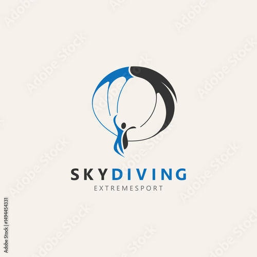 Skydiving logo sport high adventure Inspiration Silhouette Paragliding Template
