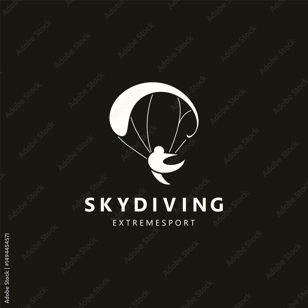Fototapeta premium Skydiving logo sport high adventure Inspiration Silhouette Paragliding Template