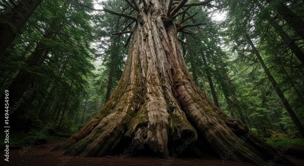 Fototapeta premium Massive ancient tree in lush forest