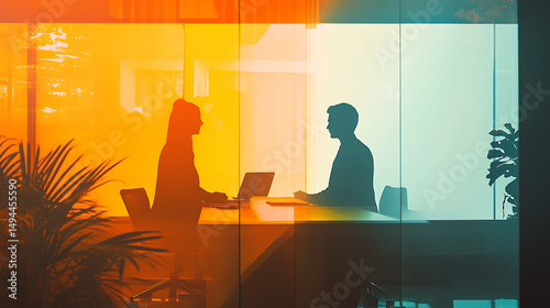 Business Collaboration and Teamwork in Modern Office Setting