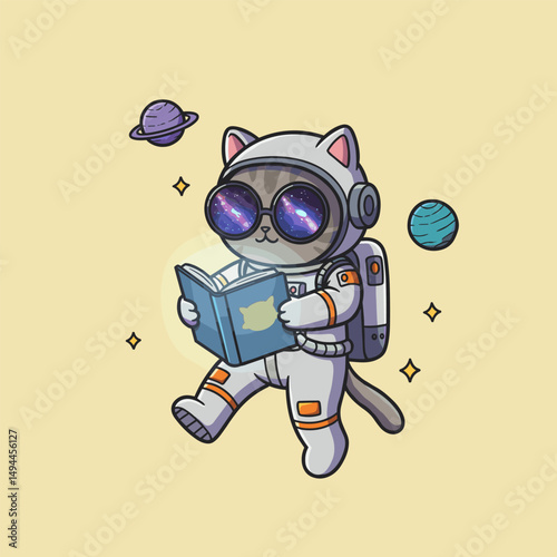 Cute cat reaching for a glowing yellow star.