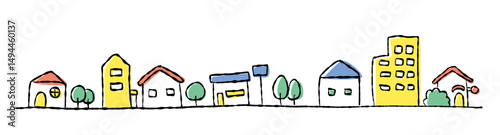 町並み　手描き