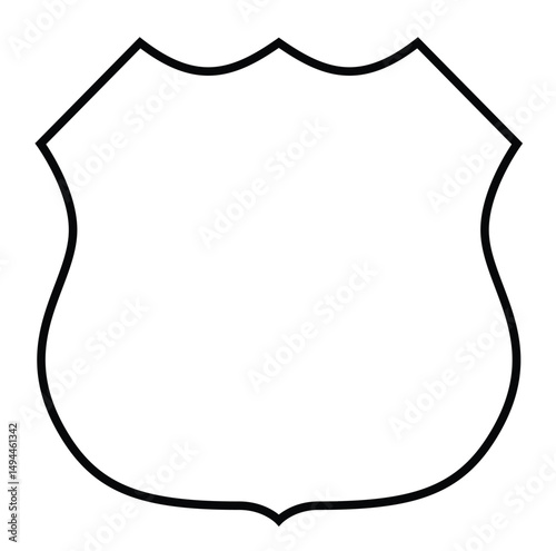 Cute cartoon hand drawn vector blank us route shield outline.