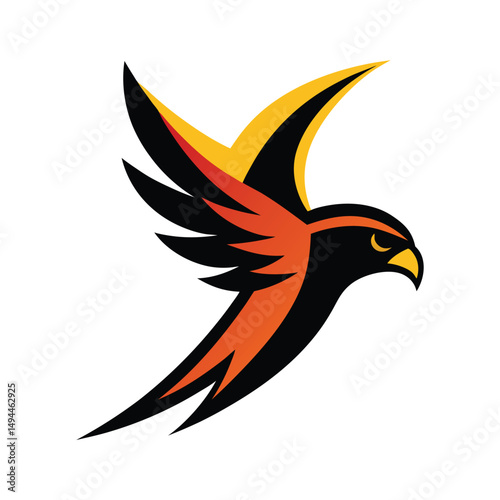 Stylized Birds in Flight Falcons Design