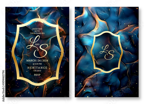 Luxury dark textured wedding invitation template, business brochure template, flyer design, universal background, versatile vector background, creative brochure template, party invitation template