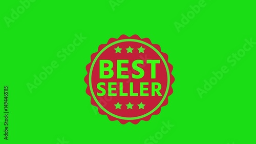 Best Seller Award Badge on Green Screen Background. Seal Stamp  Animation.