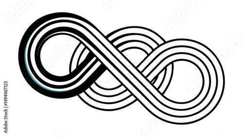 Stylized infinity symbol with multiple lines creating a continuous looped and interwoven pattern design created with generated ai