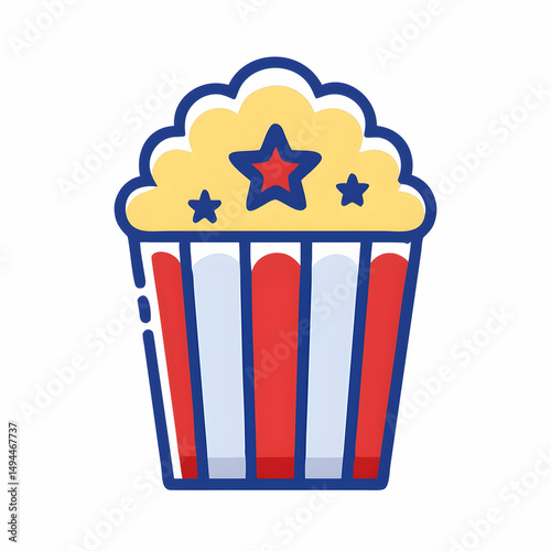Popcorn Icon: Movie Night, Cinema, Snack, Vector