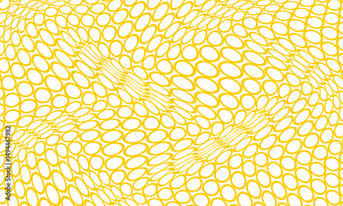 abstract yellow outline circular dot wave pattern.