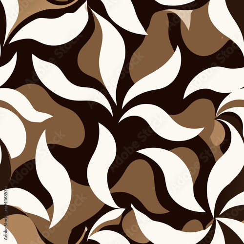 Abstract seamless vector pattern with leaf shapes in earthy tones  