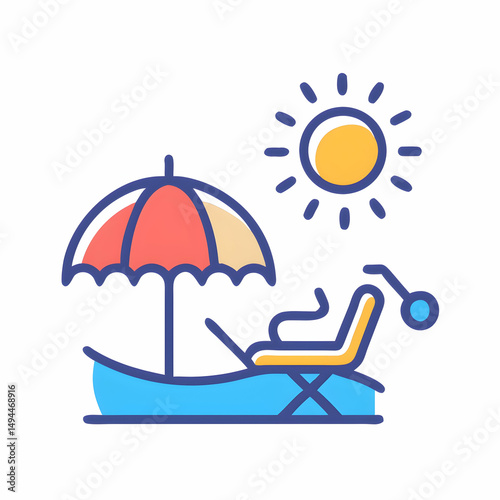 Beach Chair & Umbrella: Summer Vacation Icon